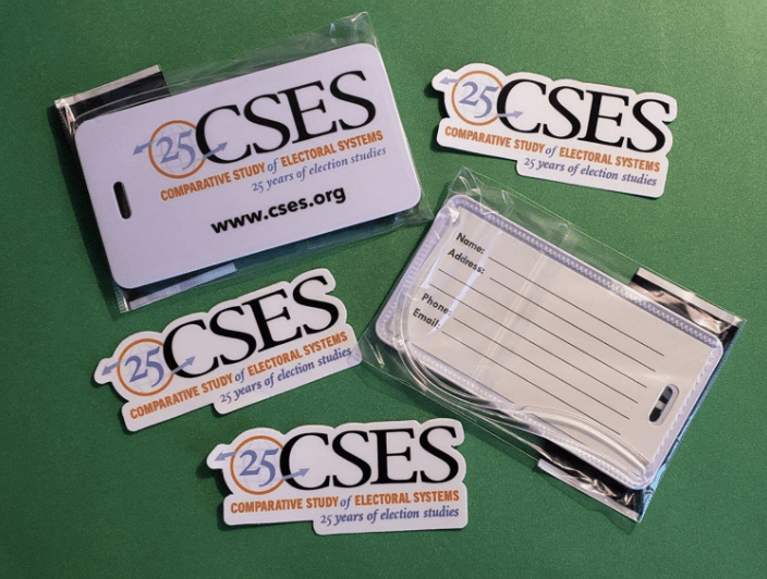 CSES 25th anniversary logo swag stickers and magnets